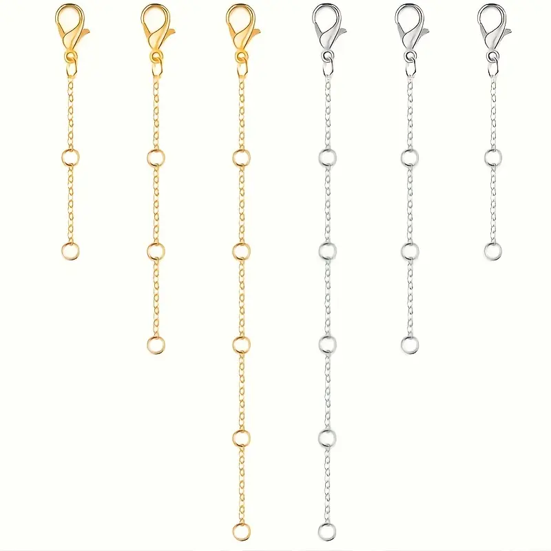 [6/12 Stainless Steel Extension Chain] 6/12 Stainless Steel Necklace Extension Chain, Golden And Silvery Three Sizes, Suitable for Women's Jewelry Production, Necklace Bracelet, Anklet Extension Chain