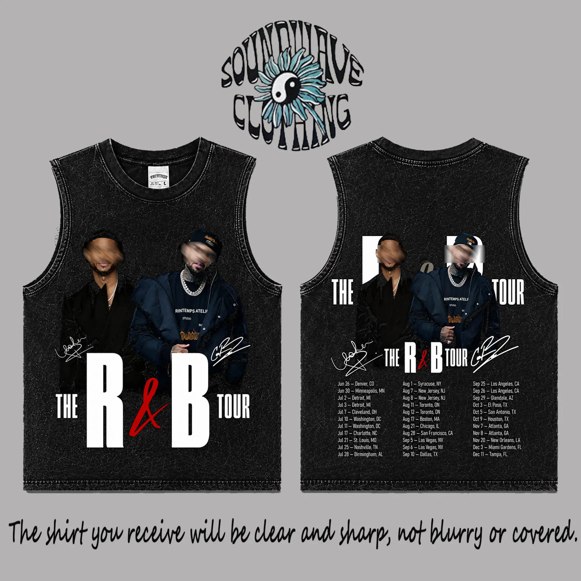[SWW] The R&B Tour 2026: Raymond & Brown #9 Premium Acid Washed 100% Tank Top T-Shirt, R&B Music Duo Graphic Tee, Urban Hip Hop Soul Streetwear Shirt, Concert Tour Merch, Gift for R&B Fans, Vintage Music Tee