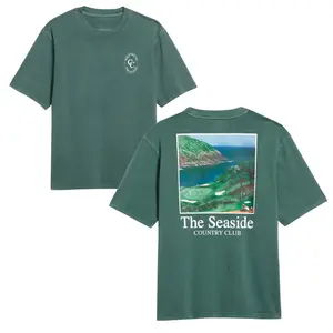 The Seaside Country Club Golf T-Shirt, Coastal Landscape Graphic Tee, Vintage Style Back Print Shirt, Soft Cotton Blend Shirt, Ocean Golf Course Inspired Apparel for Men and Women, Chill Golfer Gift