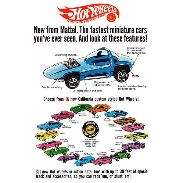 Trendy Poster-Hot Wheels - 1968 - Sweet 16 - Promotional Advertising Poster Decor Room Decoration Ornaments Photo Wall