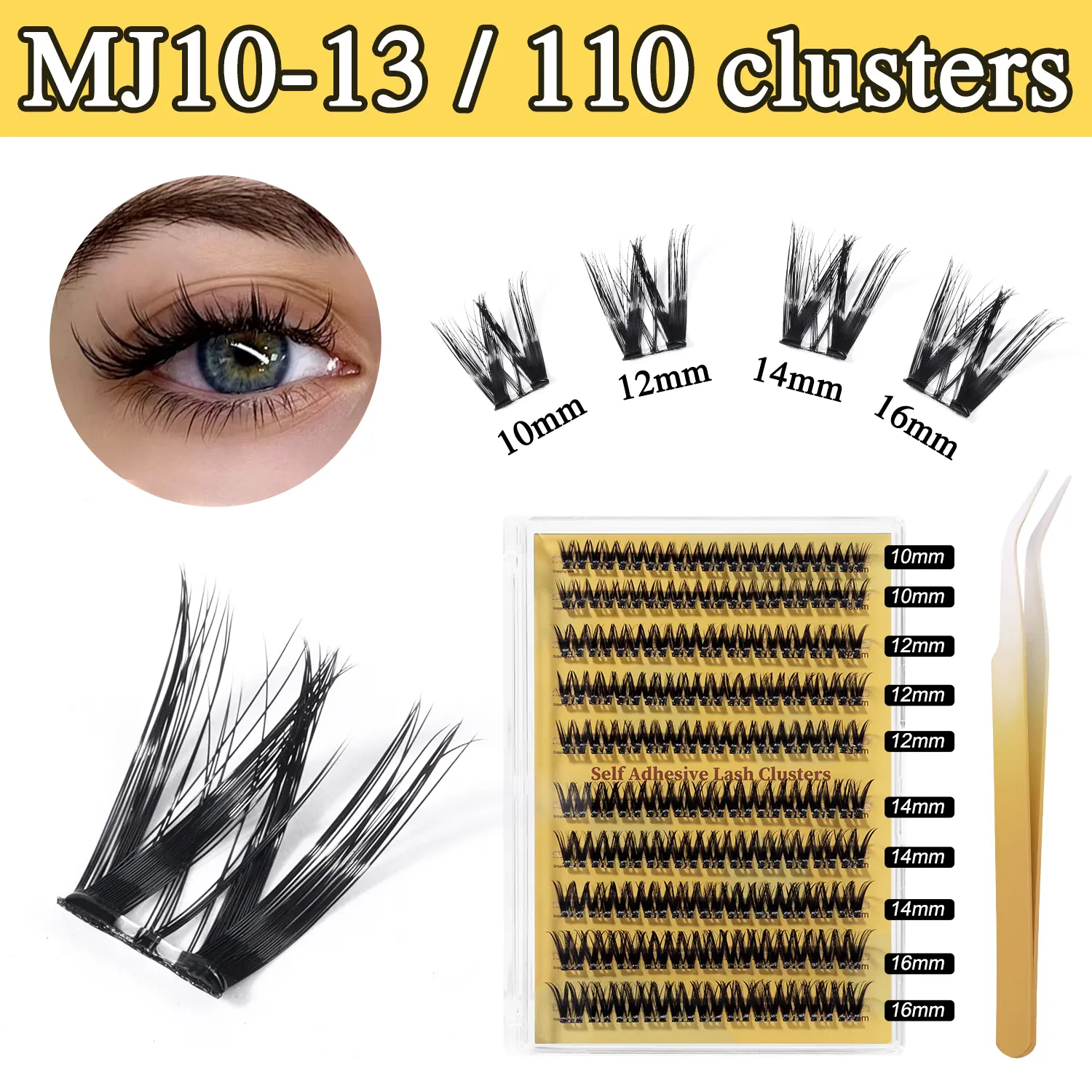 Trending Cluster Lash Kit with Included Tweezers, Beginner-Friendly Individual Lash Extensions Featuring Fluffy Long-Lasting Look & Weightless Feel