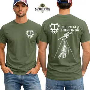 Coyote Hunting Shirt, Thermal Hunting Graphic Tee, Night Predator Hunter Back Print, Outdoor Hunting Apparel Gift for Men and Women.