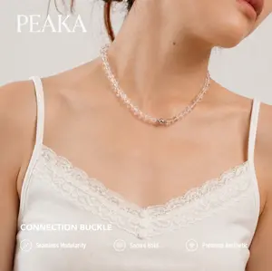Peaka Clear Quartz Crystal Charm Necklace for Women, Magnetic Clasp Jewelry