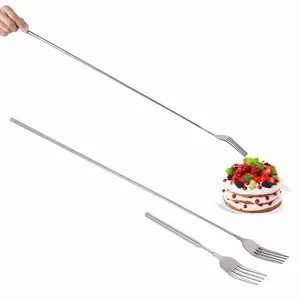 1pc,Stainless Steel Western Style BBQ Serving Dinner Fruit Dessert Long Cutlery Forks, Durable Stainless Steel Material, Perfect for Outdoor & Indoor Use