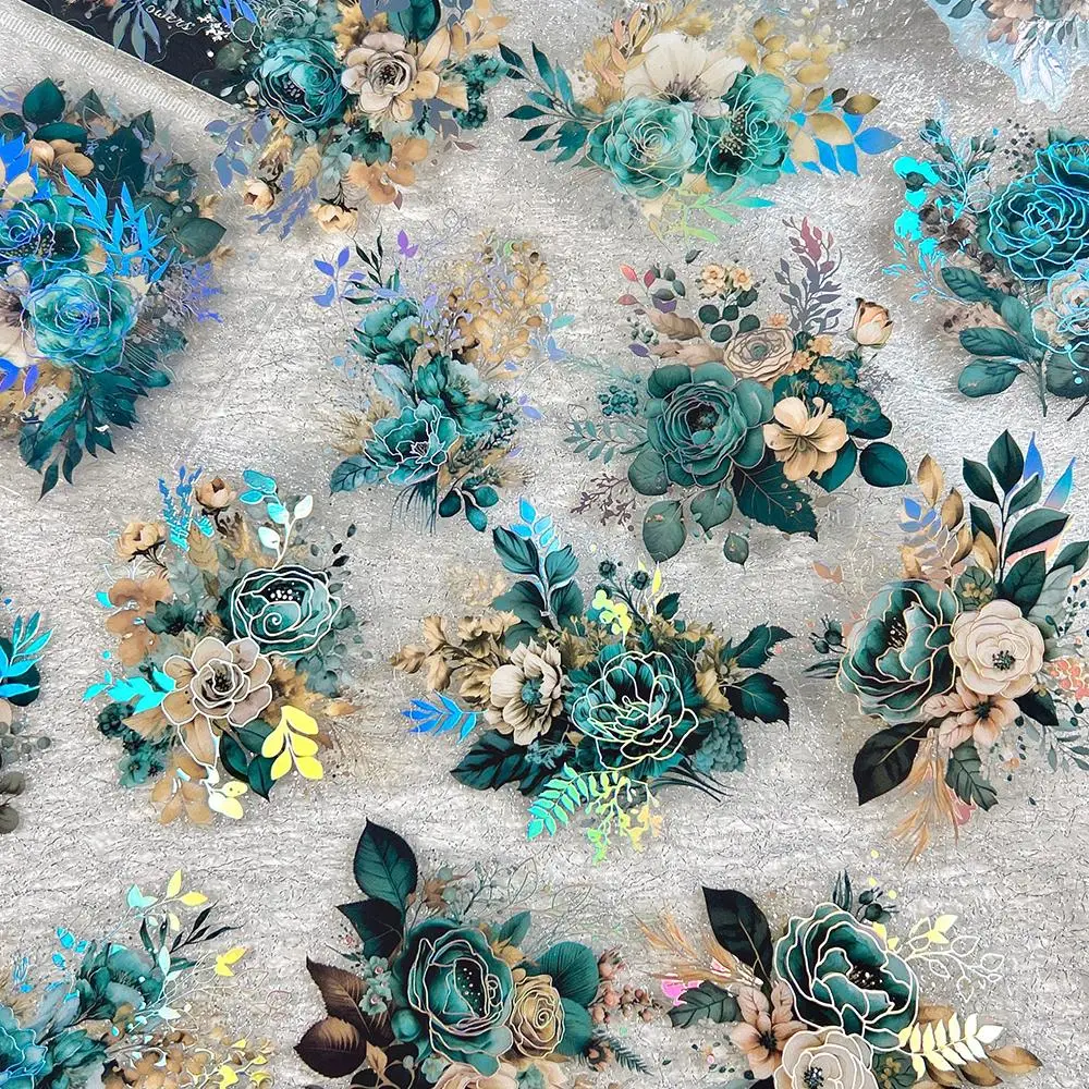 Vintage Floral Pattern Sticker, 20pcs/pack Floral Scrapbooking & Journal Making Material Sticker, DIY Decorative Decals for Teens & Adults, Journal Em