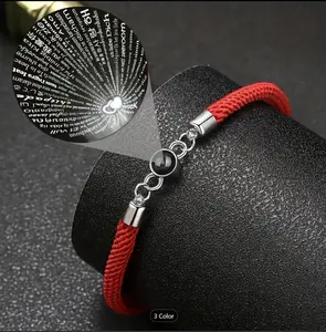 Black 100 Languages I Love You Projection Bracelets Creative Romantic Hand Jewelry Valentine's Day Birthday Anniversary Gifts
