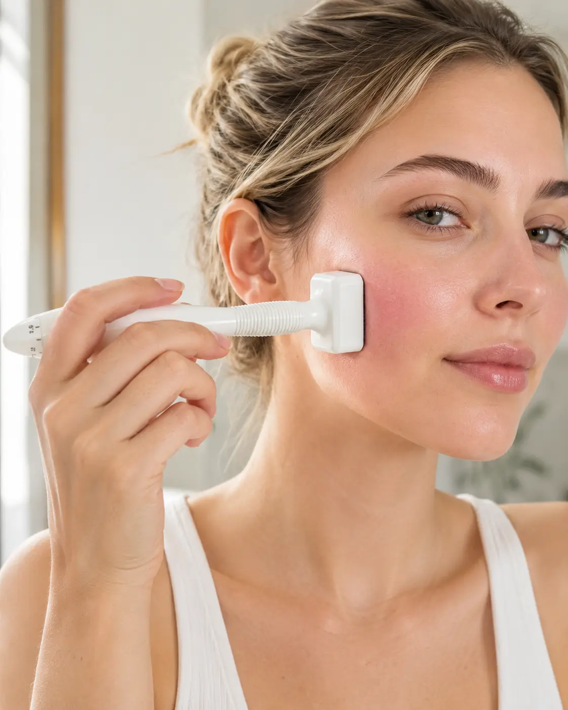 Adjustable Facial Skincare Stamper, 0.25–2.5mm Depth with 140 Titanium Pins, Handheld Portable Cosmetic Beauty Accessory for Face, Hairline & Eyebrow Care