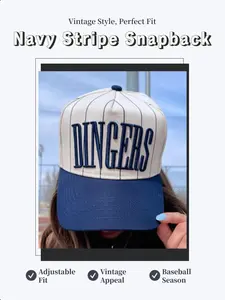 Dinggs - Fish Scale Pattern Vintage Truck Cap - Flat Top Brimmed Hat (Baseball Season Edition) Adjustable Brim Design - Navy Stripe Vintage Truck Cap