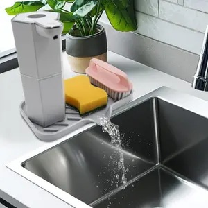 Silicone Kitchen Sink Drain Mat, Soap and Sponge Holder with Drain, Bathroom Faucet Splash Guard, Household Essentials, Kitchen Utensils & Gadgets