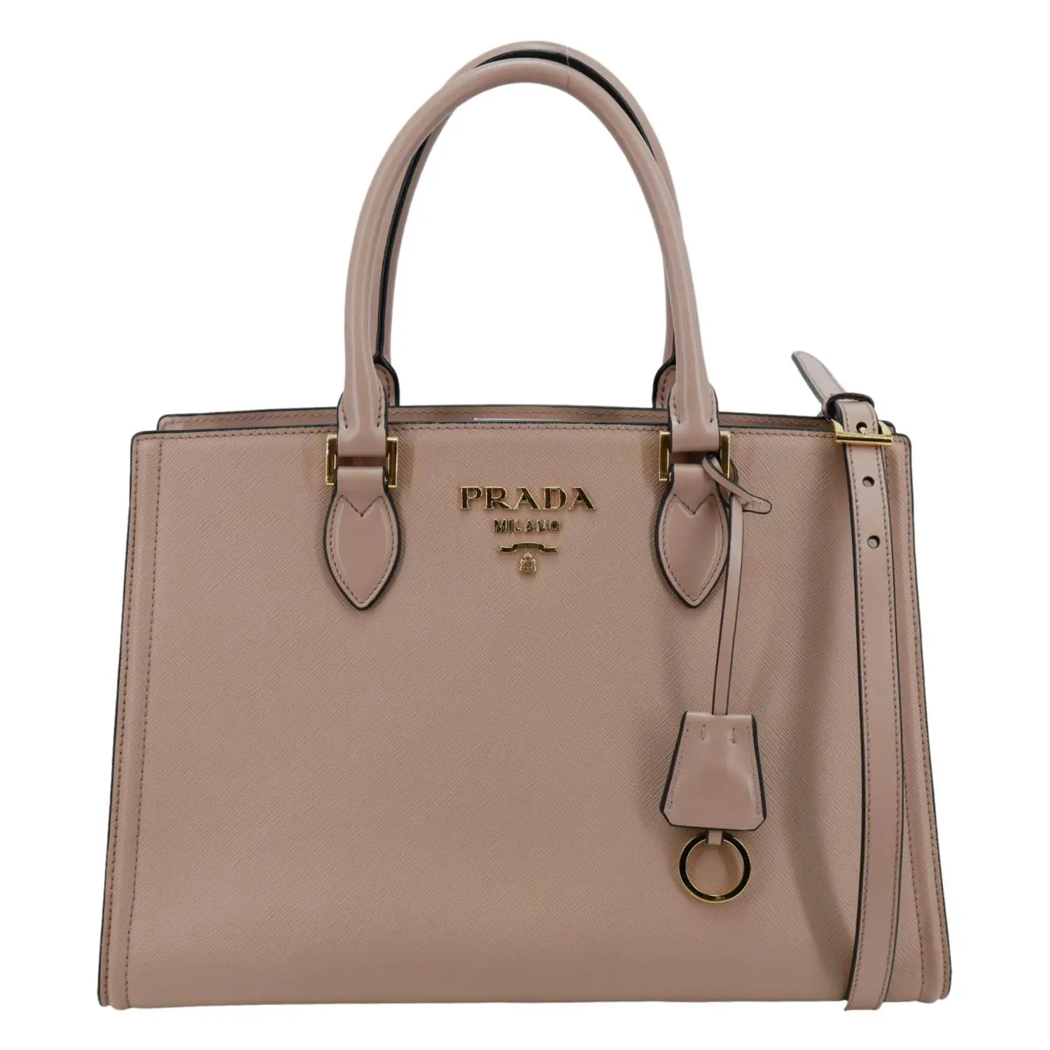 Pre-owned PRADA Leather Shoulder Bags Saffiano Soft Calfskin Top Handle Shoulder Bag Pink