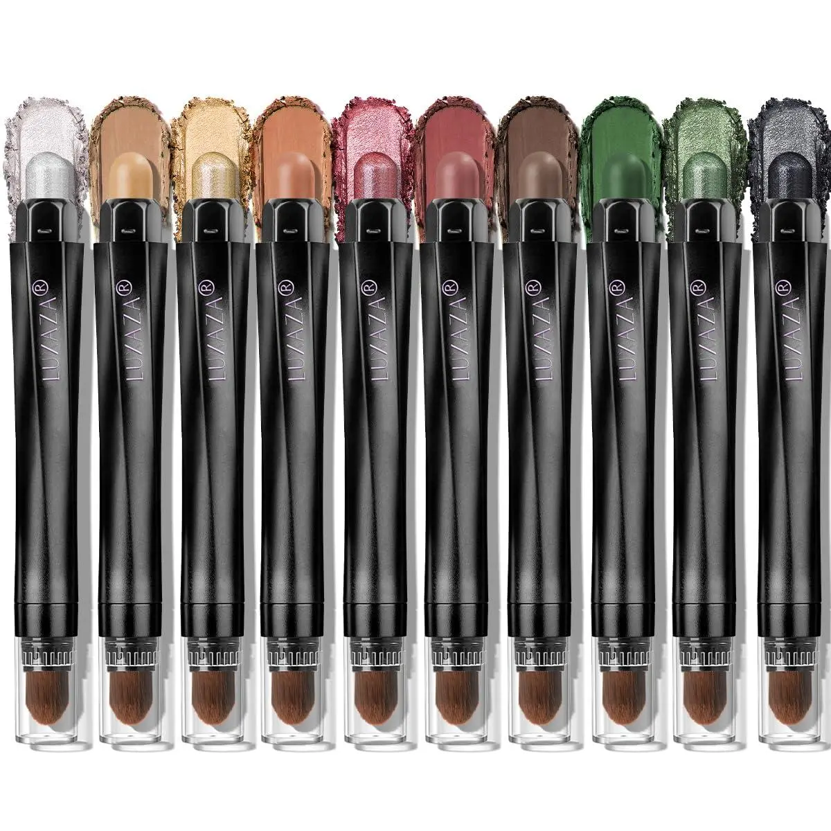 LUXAZA 10PCS Waterproof Long-Lasting Cream Eyeshadow Sticks, Pro Brightener Pencil Crayons for Christmas Golden Night, Suitable for All Types of Skin Tones