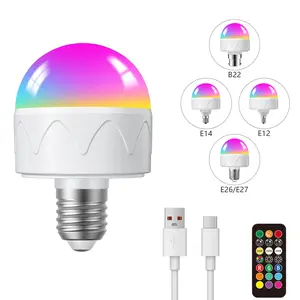 Rechargeable LED Light Bulb with Remote Control, Atmosphere Night Lamp, B22 E12 E14 E26 E27 Base, Non-Wireless Wall Sconce Lighting