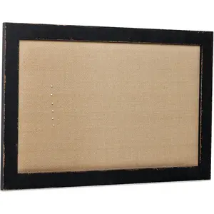 Black Framed Linen Cork Bulletin Board, Large Pin Boards for Walls 18 X 29 Inches, Vision Board Wall Organizer Display Board for Photos, Notice Message Board for Office Home Kitchen Decorative