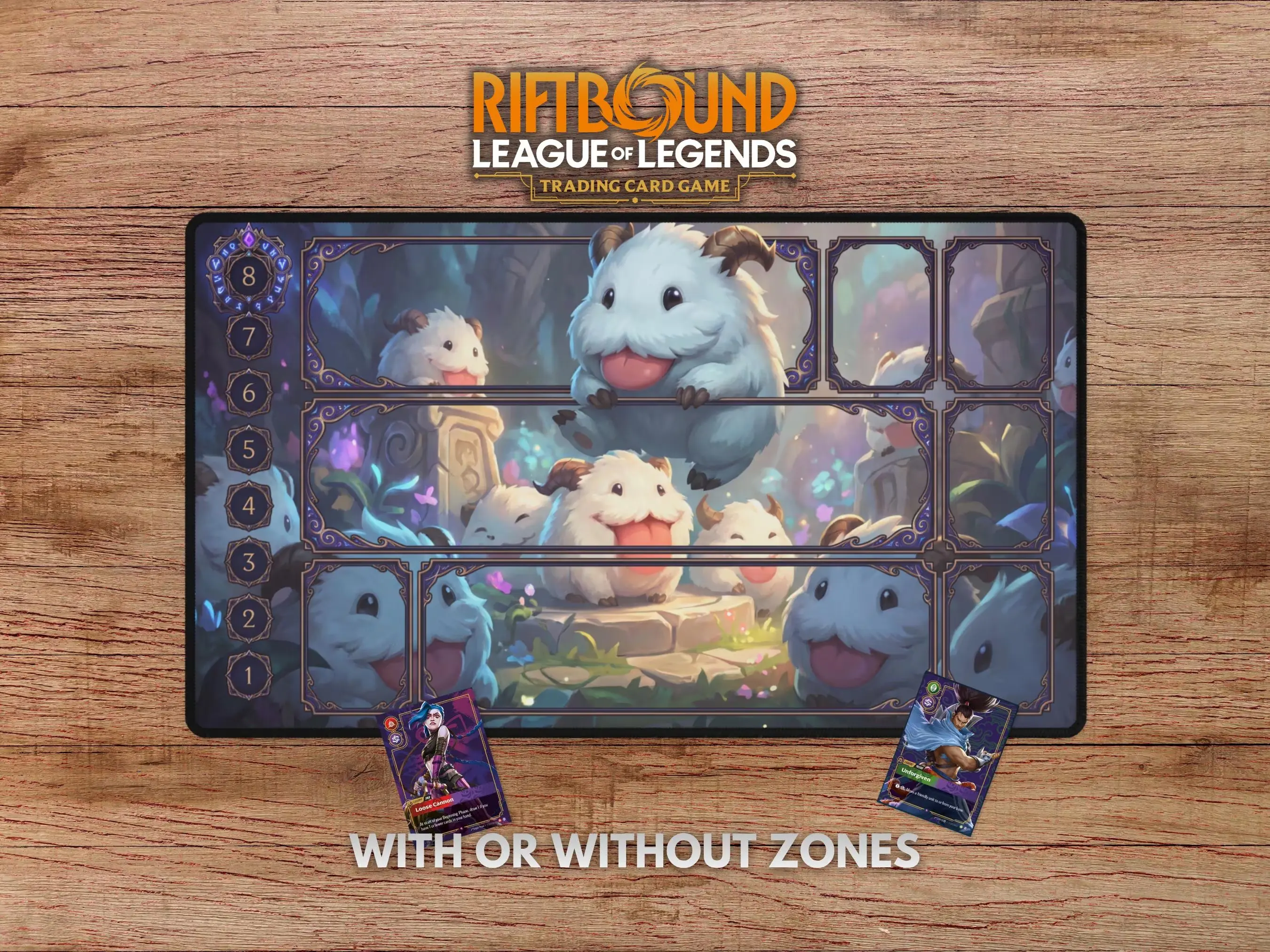 Cute Poro Riftbound Playmat, Poro Riftbound Playmat with Zones, Cute Riftbound Playmat Kawaii