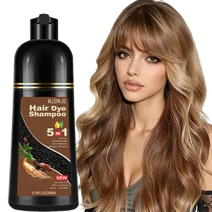 5-in-1 Blonde Brown Hair Dye Shampoo, Natural Plant-Based Formula with Herbal Ingredients, Quick Gray Coverage in 10-15 Mins, Long-Lasting 3-4 Weeks, Vegan Ammonia-Free Coloring Shampoo & Beard Dye, Unisex for Women & Men, 200ml Haircare