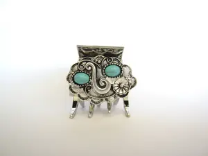 Small/medium turquoise blue silver metal native western hair claw clip