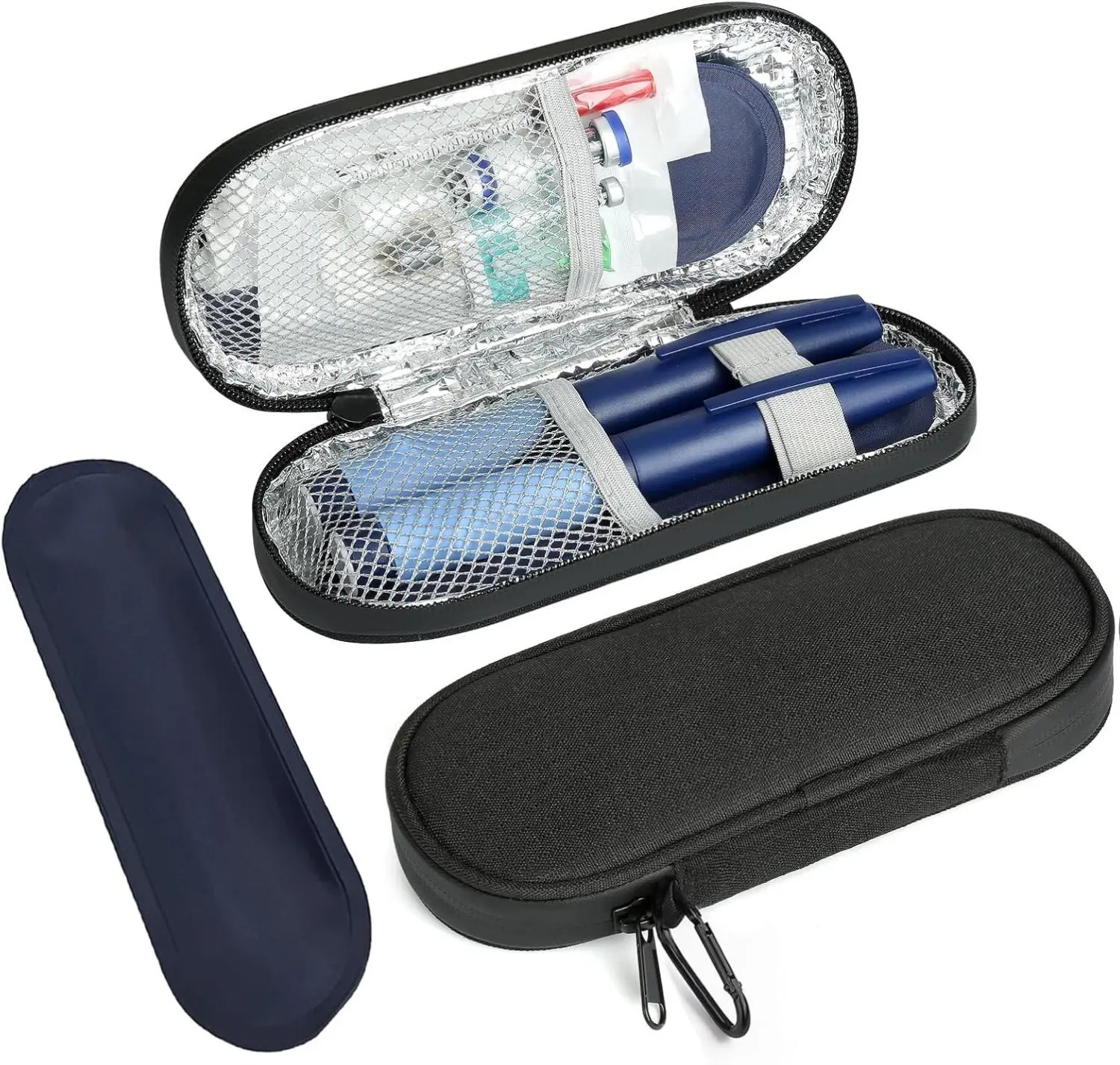 Insulin Pen Cooler Travel Case with 2 Reusable TSA Approved Ice Packs, Diabetic Medication Insulated Cooler Bag for Insulin Pens and Other Diabetic Supplies Storage Black
