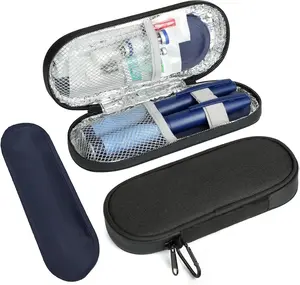 Insulin Pen Cooler Travel Case with 2 Reusable TSA Approved Ice Packs, Diabetic Medication Insulated Cooler Bag for Insulin Pens and Other Diabetic Supplies Storage Black