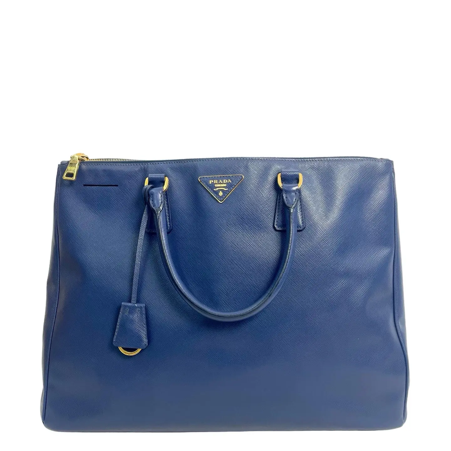 Pre-owned saffiano leather handle bag Prada Saffiano Lux Large Double Zip Tote Bag in Royal Blue