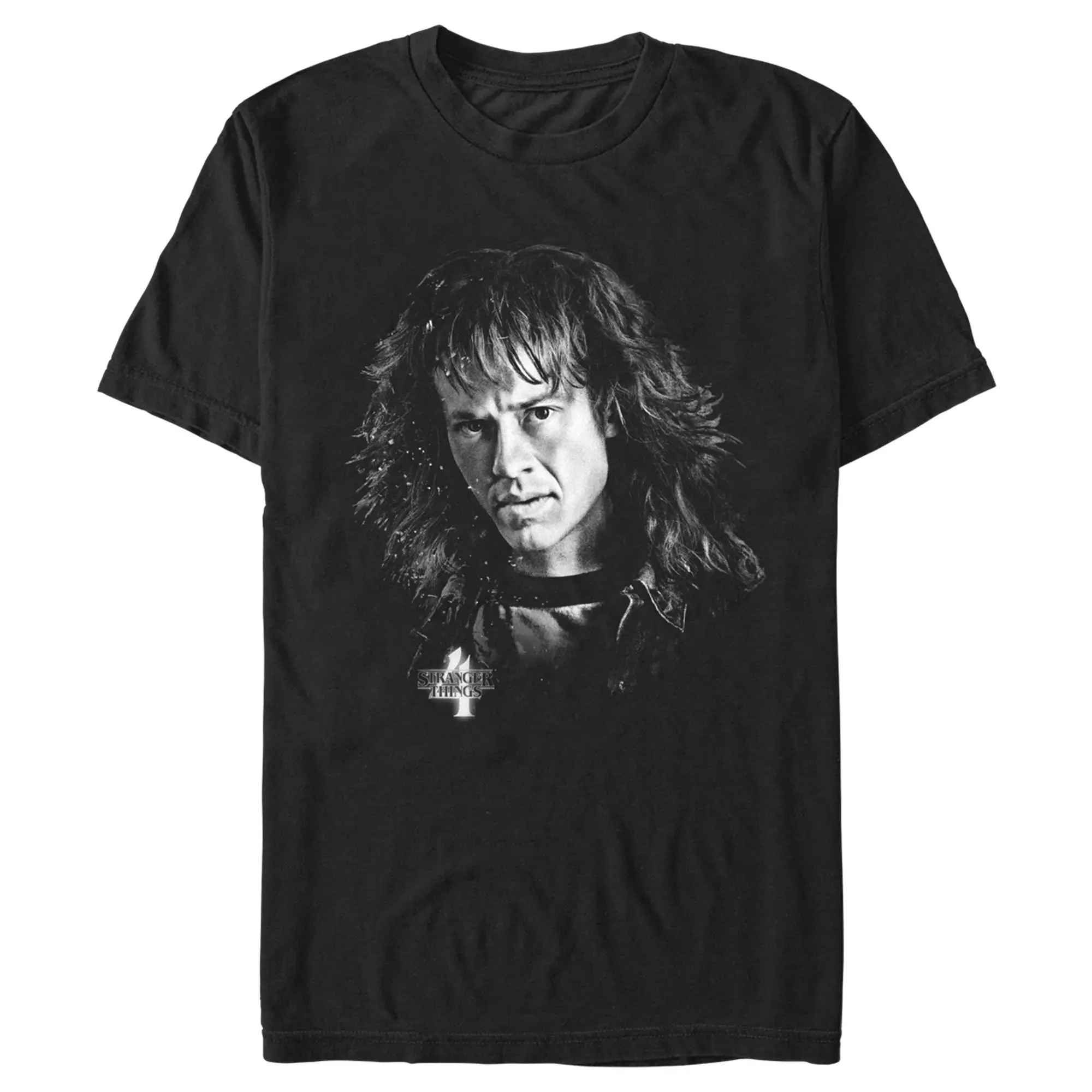 Men's Stranger Things Eddie Munson Black and White T-Shirt, Stylish, Shortsleeve