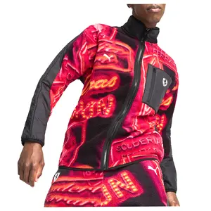 PUMA Mens Scuderia Ferrari Race Neon Energy Polar Fleece Jacket Athletic Outerwear Casual Fleece - Black