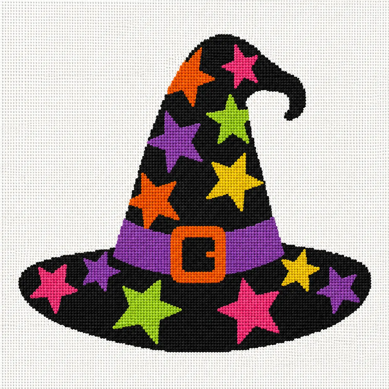 Halloween Witch’s Hat Needlepoint Canvas