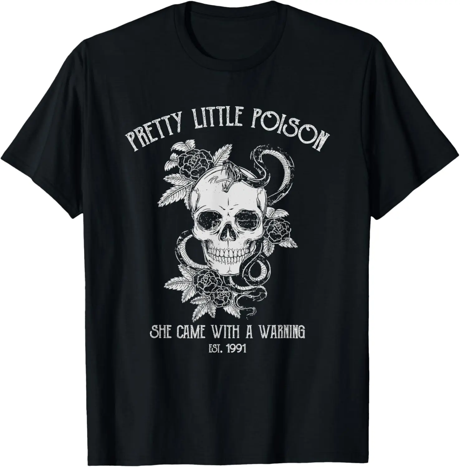 PRETTY LITTLE POISON SHE CAME WITH A WARNING Summer Casual Shortsleeve Cotton T-Shirt
