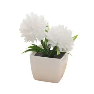 Realistic Potted Plant Artificial Flowers Mini Decorative Arrangement, Autumn Chrysanthemum Small Pottery, Elegant Home Ornament