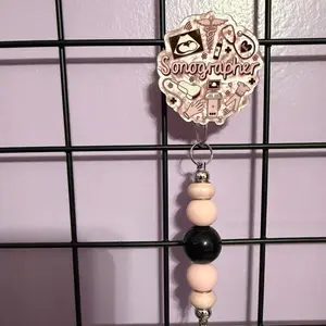 Sonographer Name ID Beaded badge reel