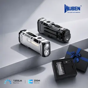 WUBEN X4 1500 lumens Multi-Function LED Flat Flashlight, RGB Mood Light & Side Camping Lamp, Instant-On Tail Switch, USB-C Rechargeable, IP68 Waterproof for Camping, Hiking, Night Patrol, Outdoorfun, Father's Day Gift / Gift for Him,  Portable Pocket Clip