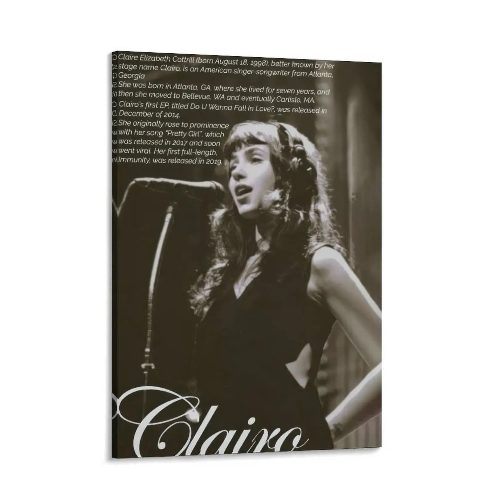 Clairo Music Decorative Canvas Poster - Multi-Size Customizable Painting Print for Bedroom, Office Display, Valentine's Day Gifts, Art, Wall Art