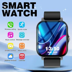 Full touchscreen smart watch for men and women, multiple sports modes, weather, stopwatch, timer, alarm, stylish minimalist design, high-definition resolution screen, various app notifications, compatible with Android and iPhone.