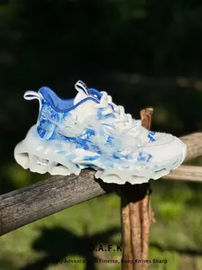 Men's Dragon Decor Blade Sole Lace Up Sneakers, Casual Comfortable Breathable Sports Running Shoes, Male All-match Round Toe Sneakers for Daily Life