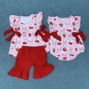 Kids girls strawberry summer outfit