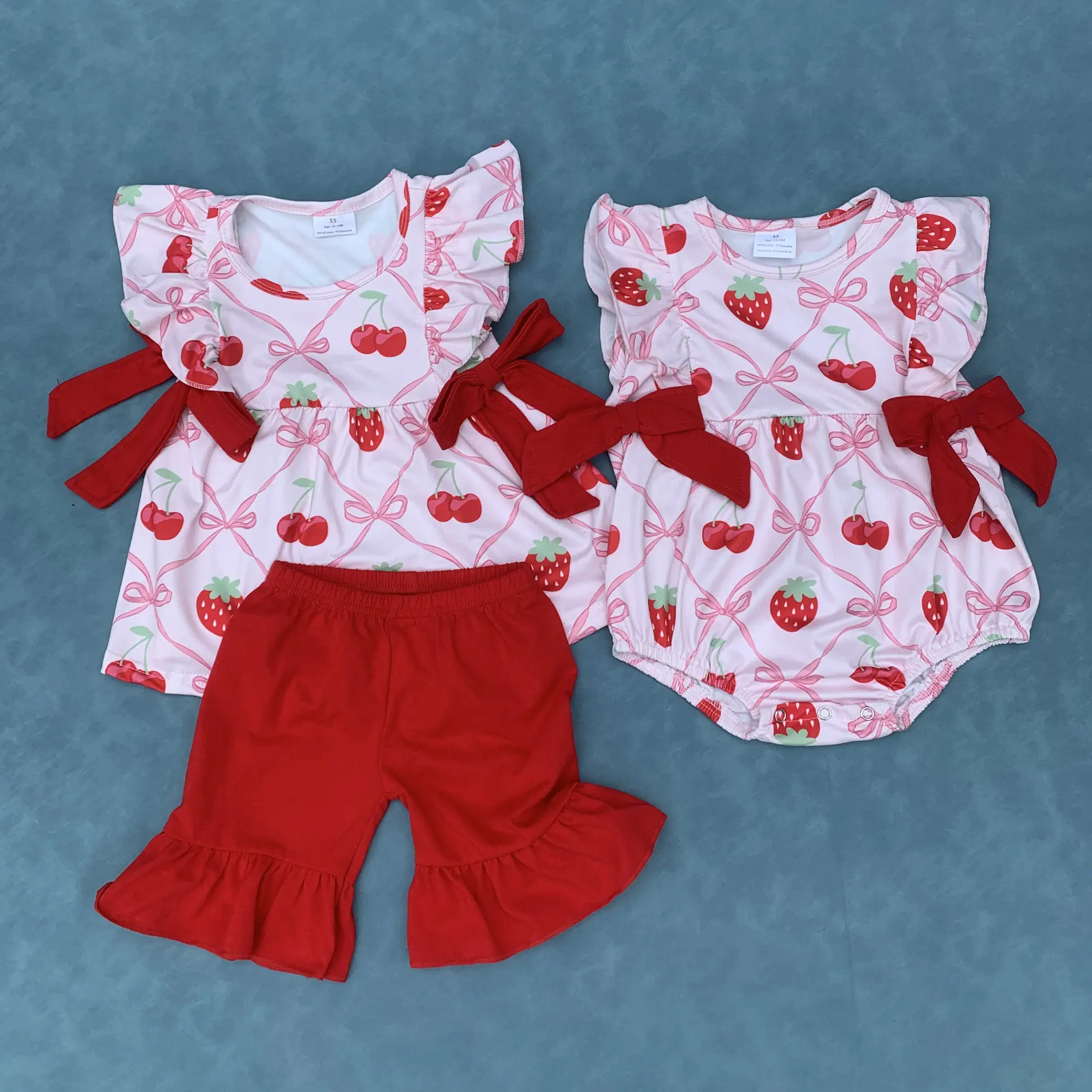 Kids girls strawberry summer outfit