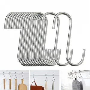 10-Piece Stainless Steel S-Shaped Hooks, Durable for Hanging Clothes & Kitchen Utensils, Ideal Bathroom Curtain Hooks for Home Organization