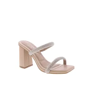 Chicago Nude Diamante Block Heels