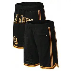[ Shipping from USA ]Men's Black Mamba 8 24 Basketball Shorts Retro Mesh Embroidered Stitched With Zipper Pockets Quick Dry Breathable Shorts For Men Size S-XXXL