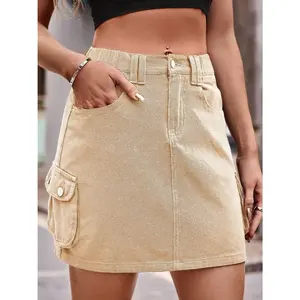 Denim Mini Skirt with Pockets