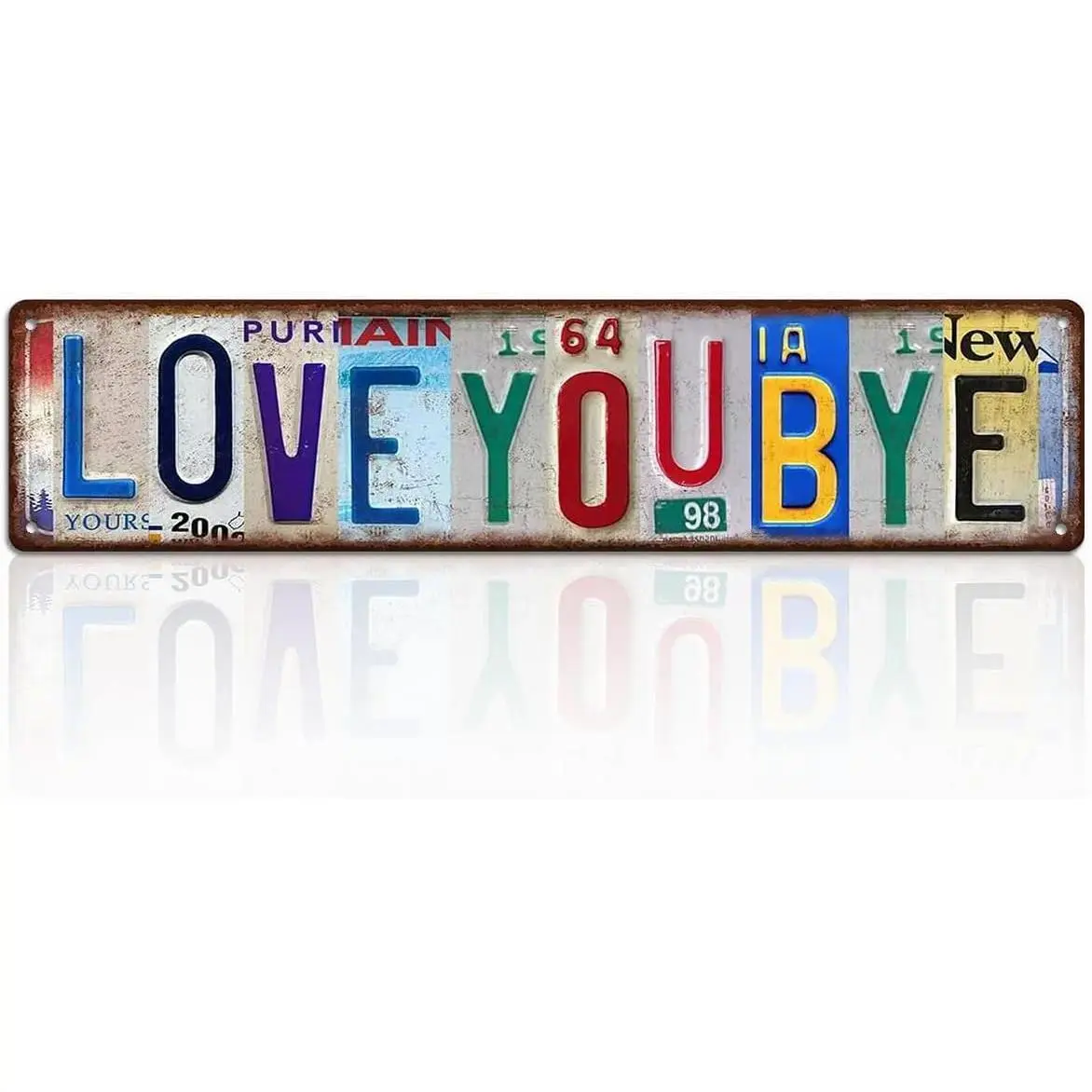 Metal Tin Decorative Wall Sign Love You Bye Above Door Wall Decor – Romantic Bedroom, Hallway & Entryway Wall Art, Home Decorations, Home Decor Gifts, Aesthetic Room Decoration, Decoration Items, 16 x 4 Inches