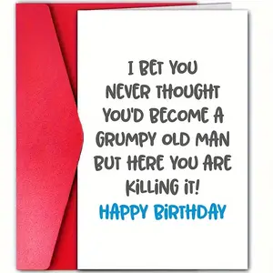 Humorous Birthday Card, 1 Count Letter Pattern Blessing Card with Envelope, Special Birthday Gift for Dad, Greeting Card for Birthday, Gift for Father's Day, Funny Dad Card