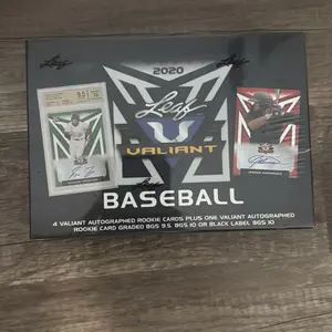 2020 Leaf Valiant Baseball Hobby Box (4 Autos Per Box + 1 Graded 9.5 10 or Black Label)