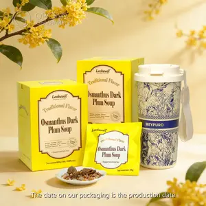 BOGO Digestion Tea Sweet And Sour Taste Of Osmanthus And Dark Plum Tea 2 Carton (1Carton 100g 10g×10pack) ×2 Caffeine Free With Forest Thermos With Osmanthus, Dark plum, Rock sugar, Hawthorn, Mulberry, Tangerine peel, Roselle, Mint, Licorice