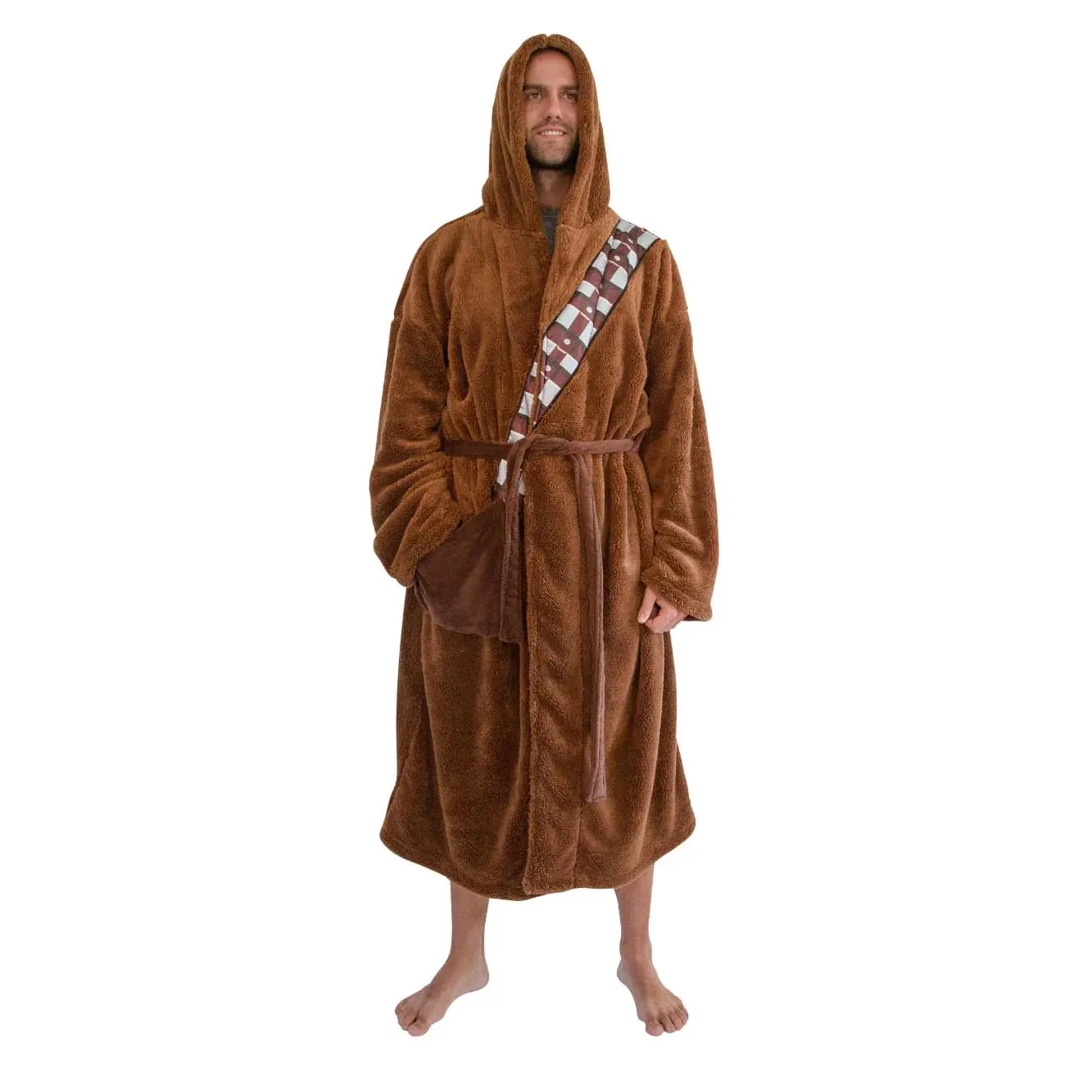 Men's Star Wars Chewbacca Character-Themed Heavy Weight Fleece Hooded Robe, Extra Long Nightwear, Big and Tall XXXL Long Sleeve Menswear Loungewear, Character-Themed Men's Robes