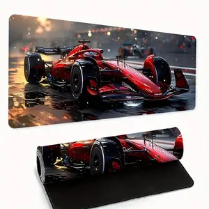 Rainy Race Track Scene Pattern Mouse Pad, Rectangle Gaming Mouse Pad, Office Keyboard Mouse Mat with Non-Slip Backing, Desk Accessories