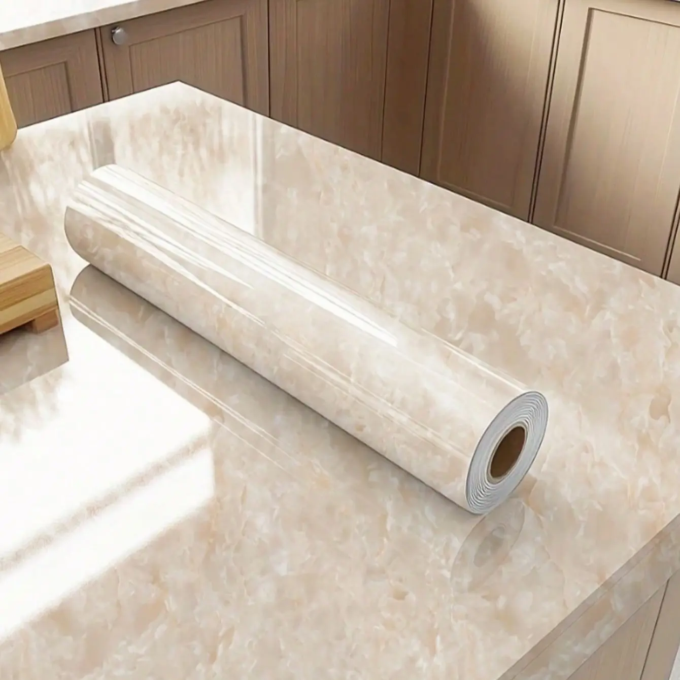 Amber Marble Self-Adhesive Wallpaper, Cuttable Decorative Film, Durable and Easy to Install, Ideal for Home and Office Use