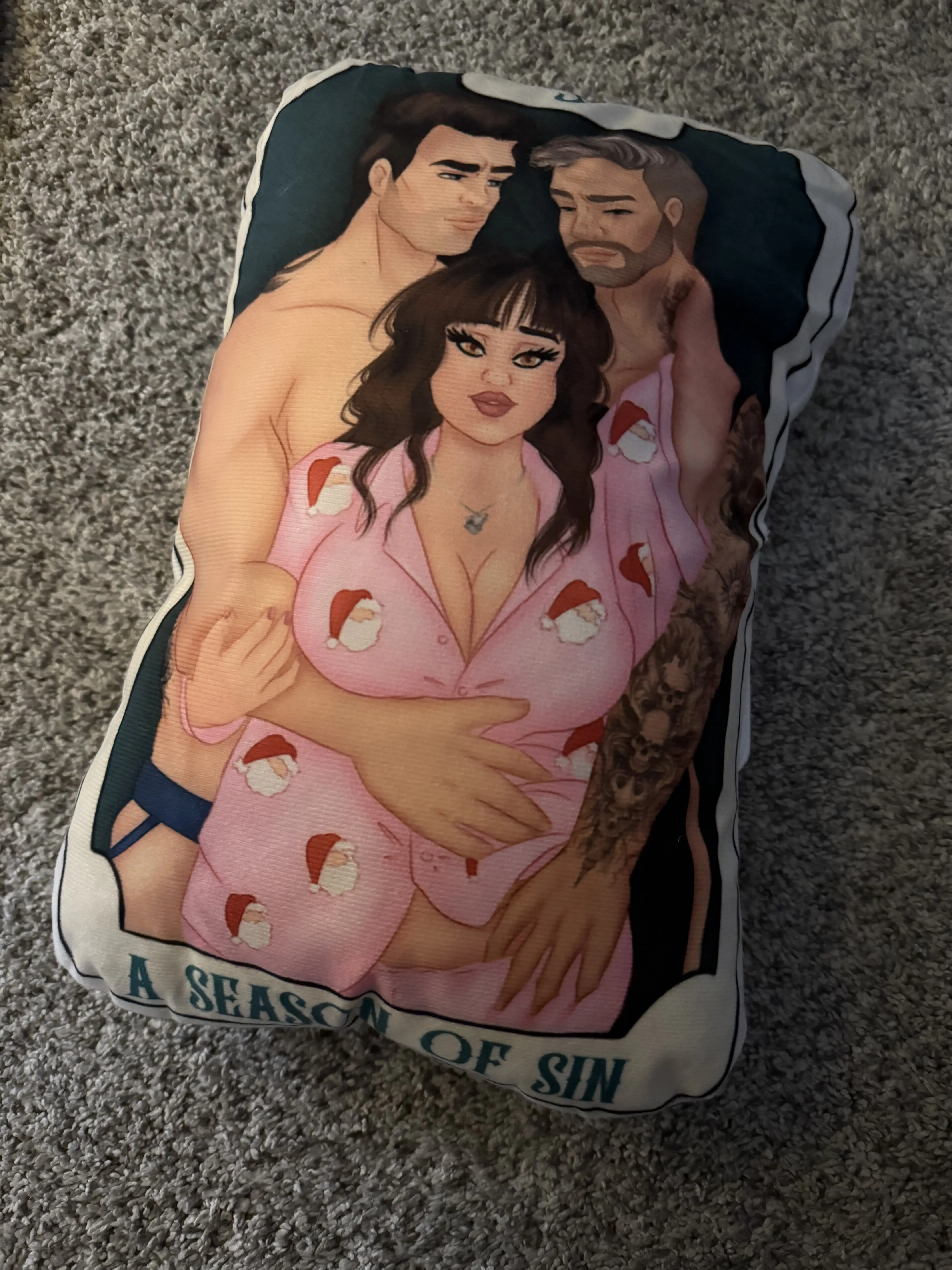 A Season of Sin Romance Holiday Character Art Pillow - MMF — Limited Edition by Author Bink