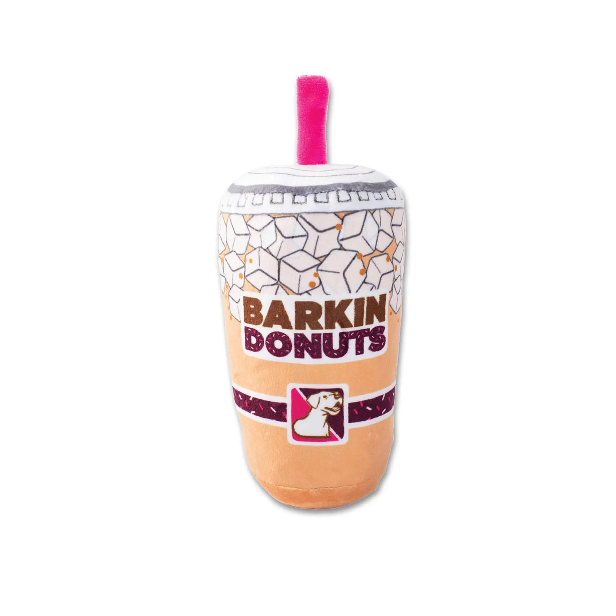 Wagsdale Barkin Donuts Iced Coffee Plush Dog Toy golden retriever