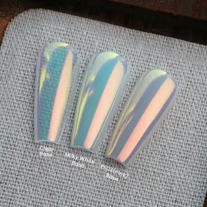 YOKEFELLOW GleamTap Cushion Aurora Chrome Nail Powder GT112 Golden Hour/ Purple Blue with light orange Sheen -Mermaid Aurora Effect ,Nail Art Glitter Decoration for Home DIY Salon Manicure