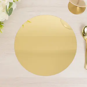 10-Pack Acrylic Mirror Tray 10" Round Gold Circle Candle Plate - Decorative Centerpiece Bases